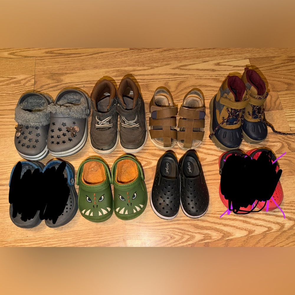 Boys Toddler Shoes Lot 6 Pairs Clogs Sneakers Boots
